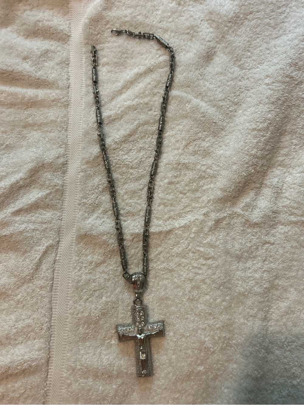 Silver Cross Pendant Jesus on Cross